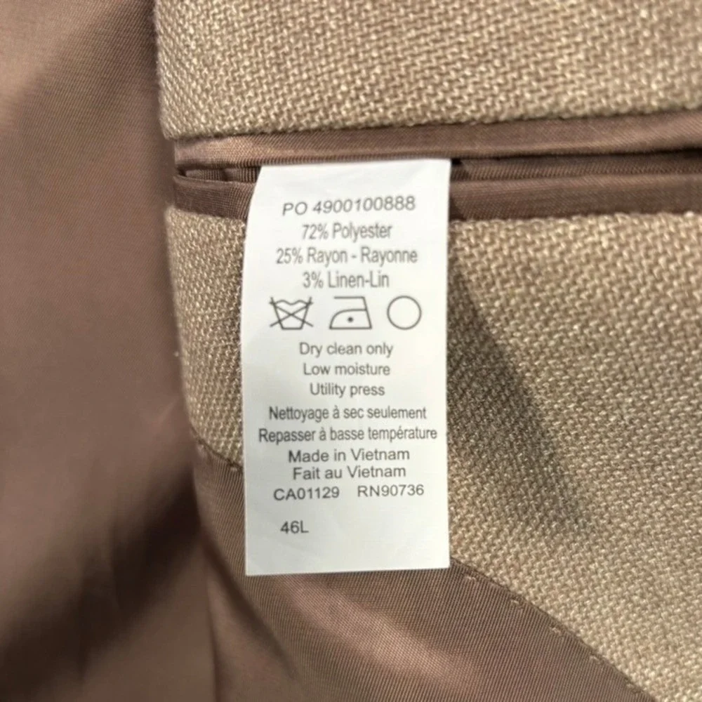 Lauren Ralph Lauren 46L Blazer Tan Linen Blend UltraFlex Sport Coat Jacket